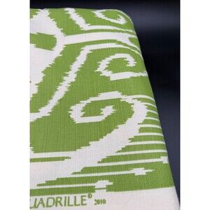 Quadrille Linen Fabric Nomad Green Hand Printed Large Ikat Print